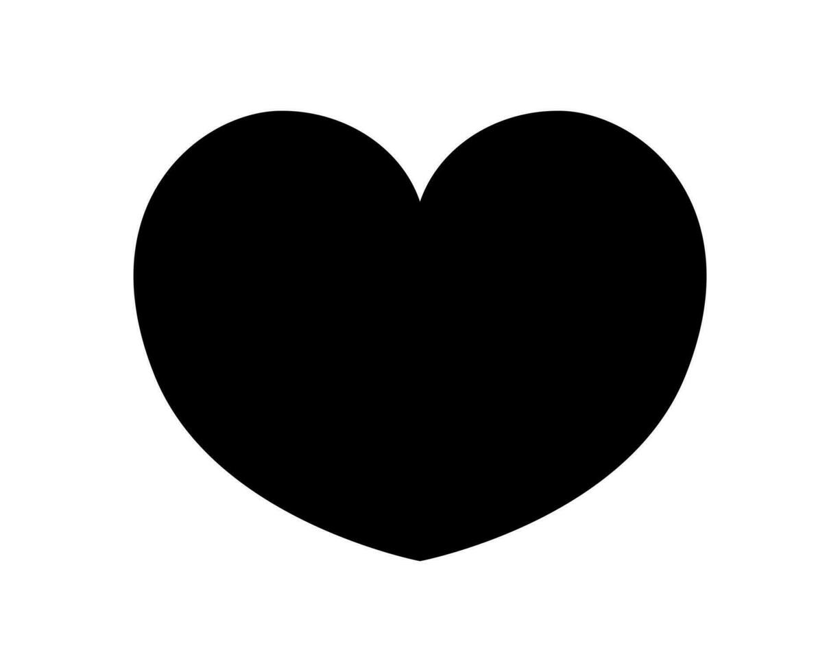 Love heart vector icon black silhouette isolated on white background.