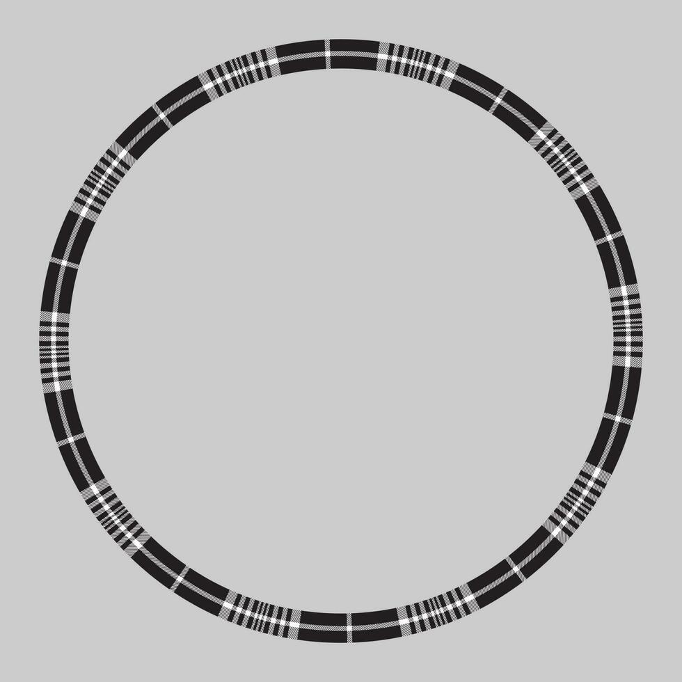 Round frame vector vintage pattern design template. Circle border designs plaid fabric texture. Scottish tartan background for collage art, gif card, handmade crafts.