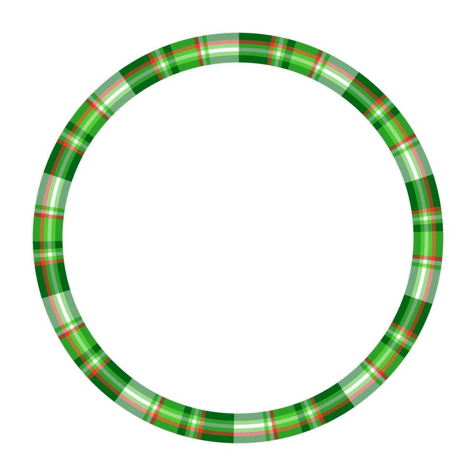 Round frame vector vintage pattern design template. Circle border designs plaid fabric texture. Scottish tartan background for collage art, gif card, handmade crafts.
