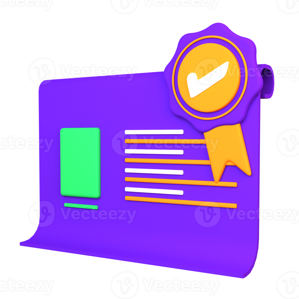 3d illustration certificate object. png