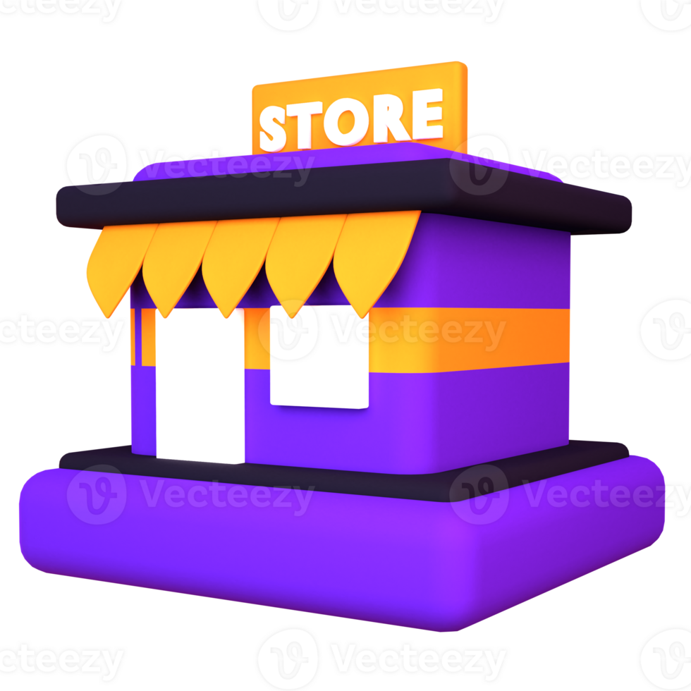3d illustration store building object. png