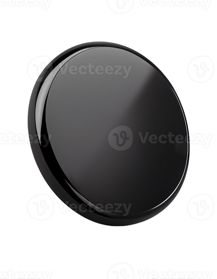 Black blank glossy round button on the transparent background, created with png