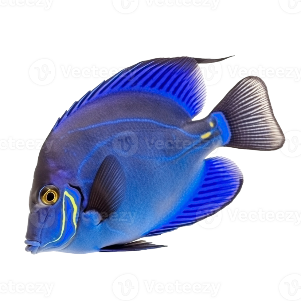 Blue tang fish on transparent background, created with png