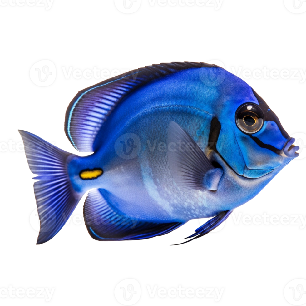 Blue tang fish on transparent background, created with png