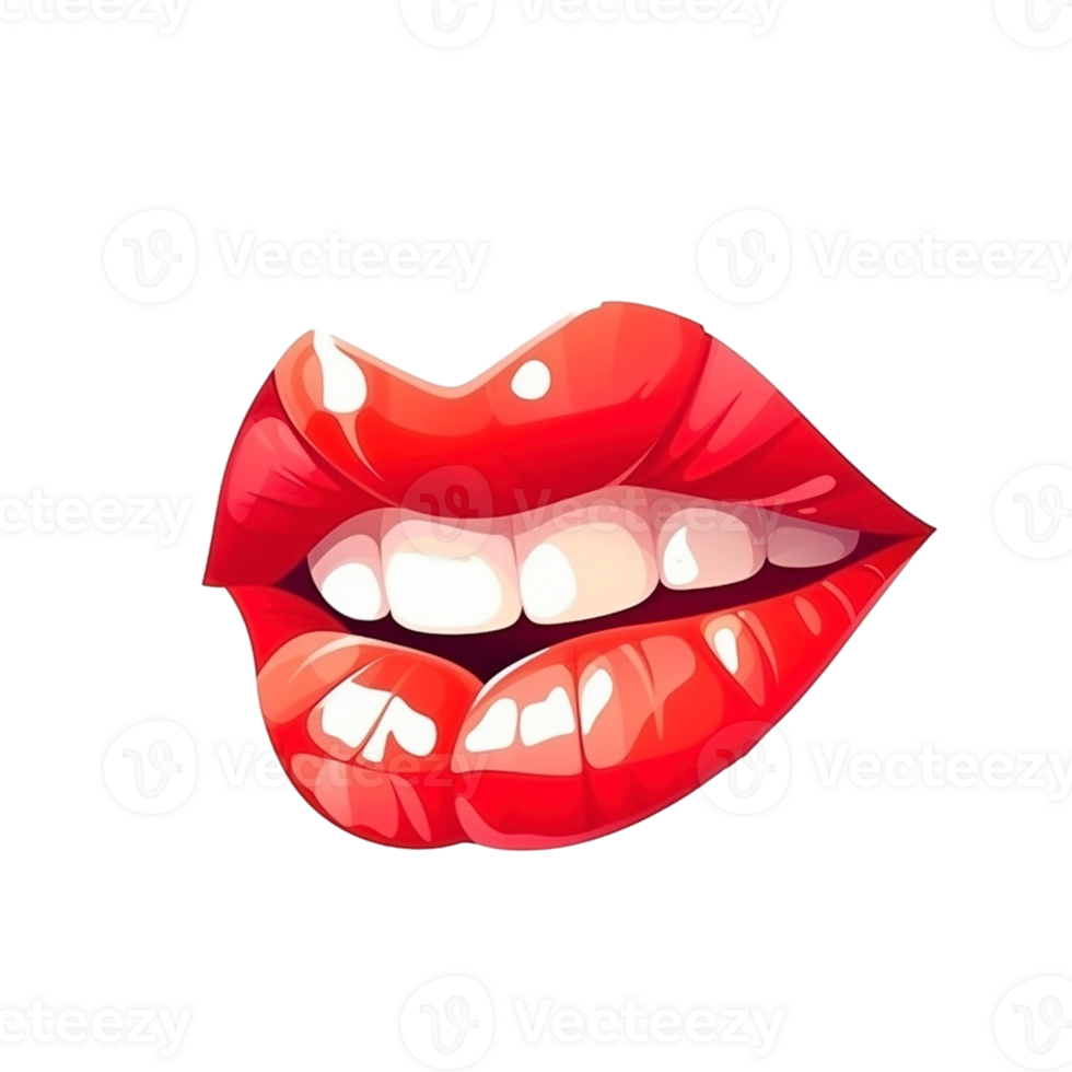 Red female lips, created with png