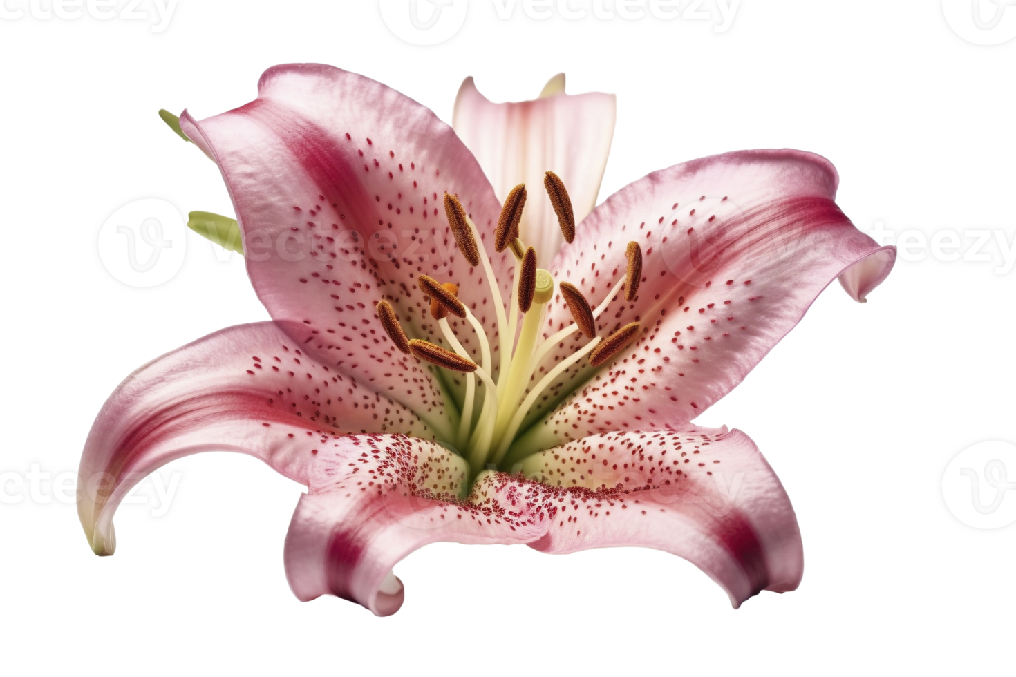 Pink lilly flower on transparent background, created with png