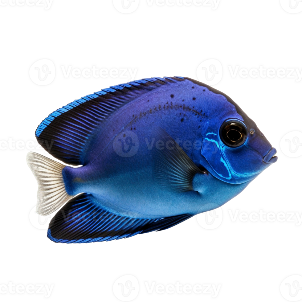 Blue tang fish on transparent background, created with png