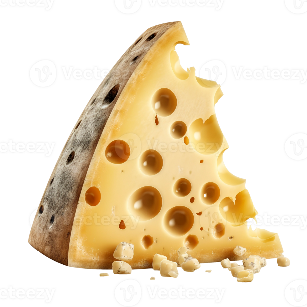 Emmental cheese triangle isolated on transparent background, created with png