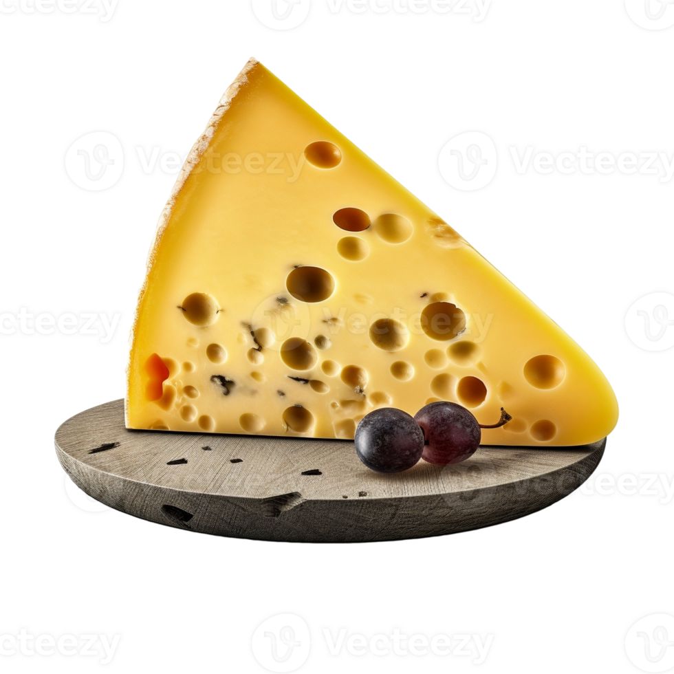 Emmental cheese triangle isolated on transparent background, created with png