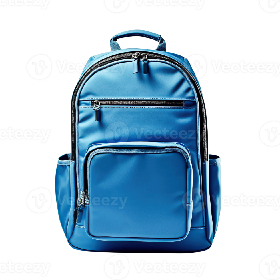 Blue backpack isolated on transparent background, created with png