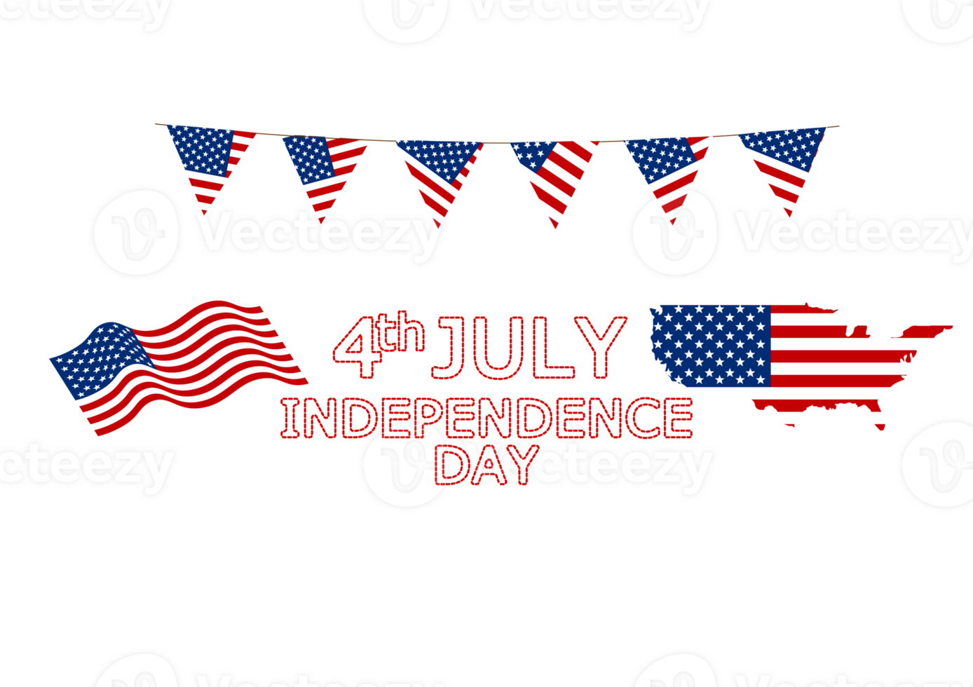 USA Flag with Text independence day illustration transparency png