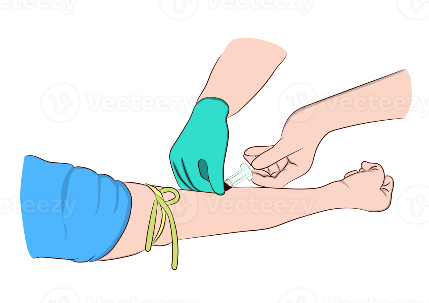 illustration image a doctor using a needle to draw blood from an investigator To check the body transparency png
