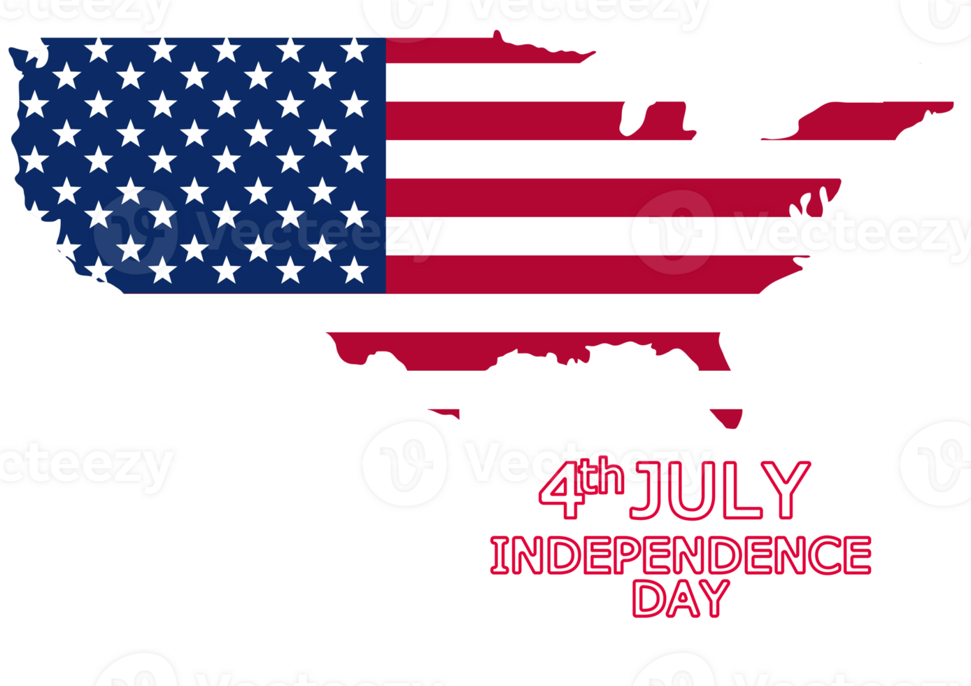 américain drapeau carte avec texte indépendance journée illustration transparence png