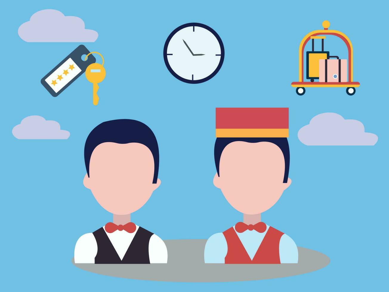 Hotel porters and waiters are here for services. vector