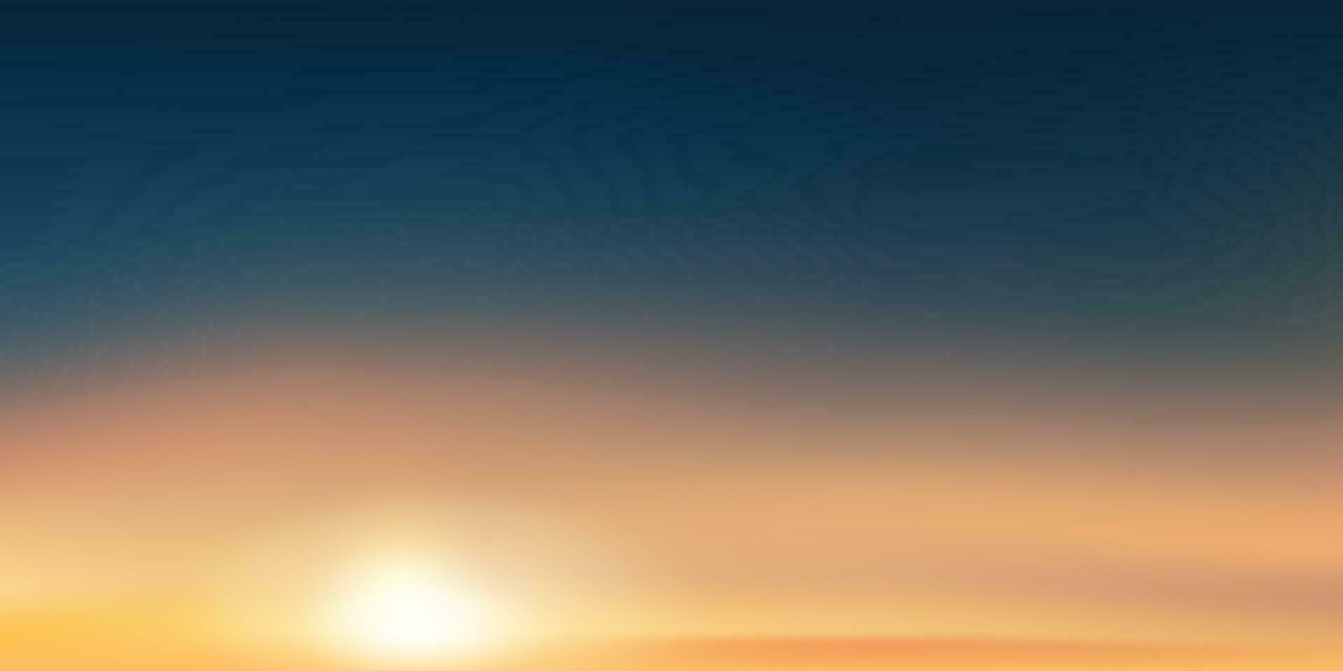 Sunset Sky with cloud in Blue,Orange,Yellow colour in Evening,Dramatic twilight landscape dusk sky in Golden hour,Vector horizon Sunrise in Morning banner of Sunlight for four season background vector