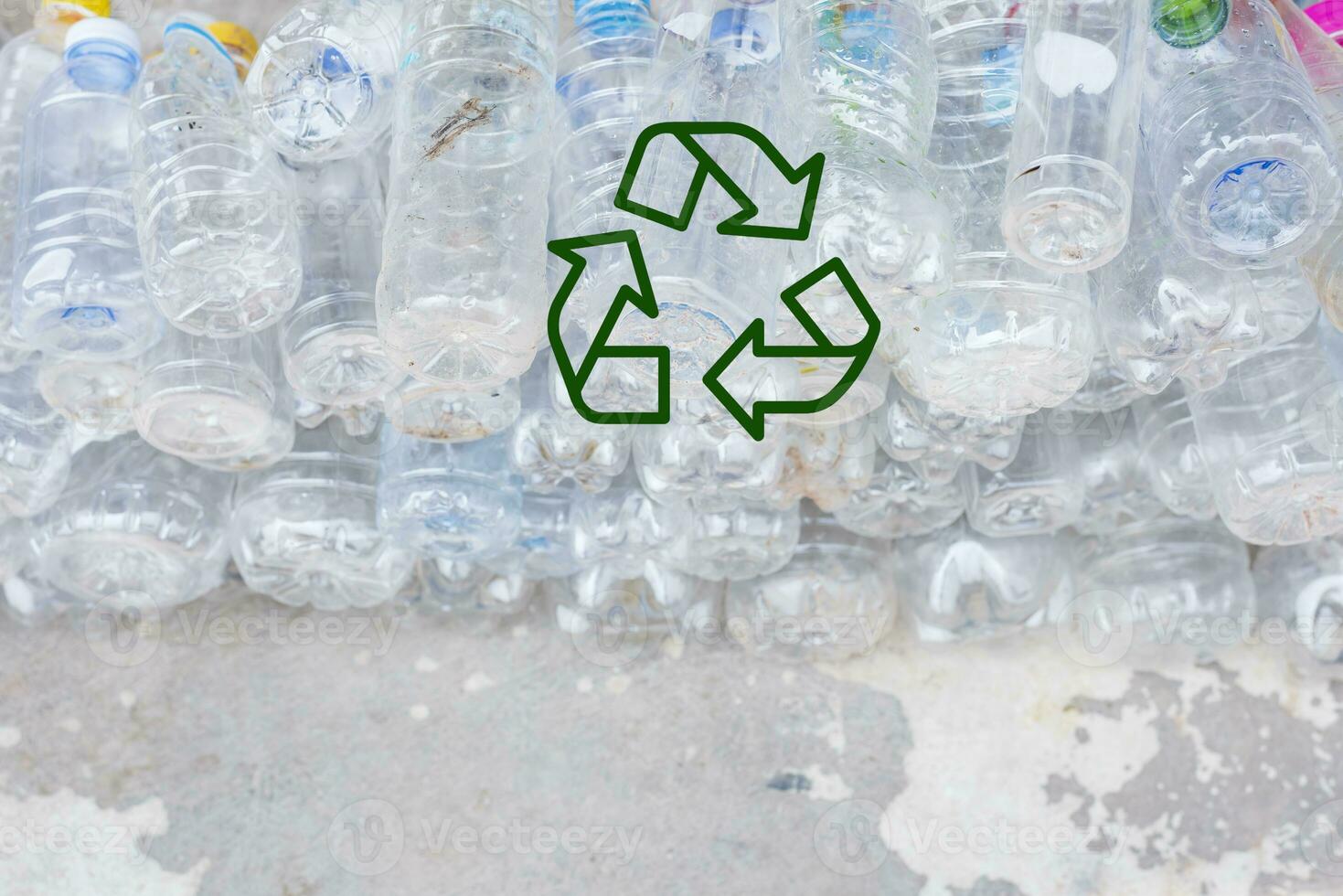 Plastic bottles in recycle trash station. photo