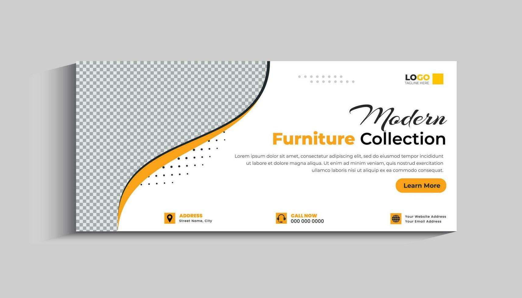 Modern furniture sale social media cover and web banner template vector