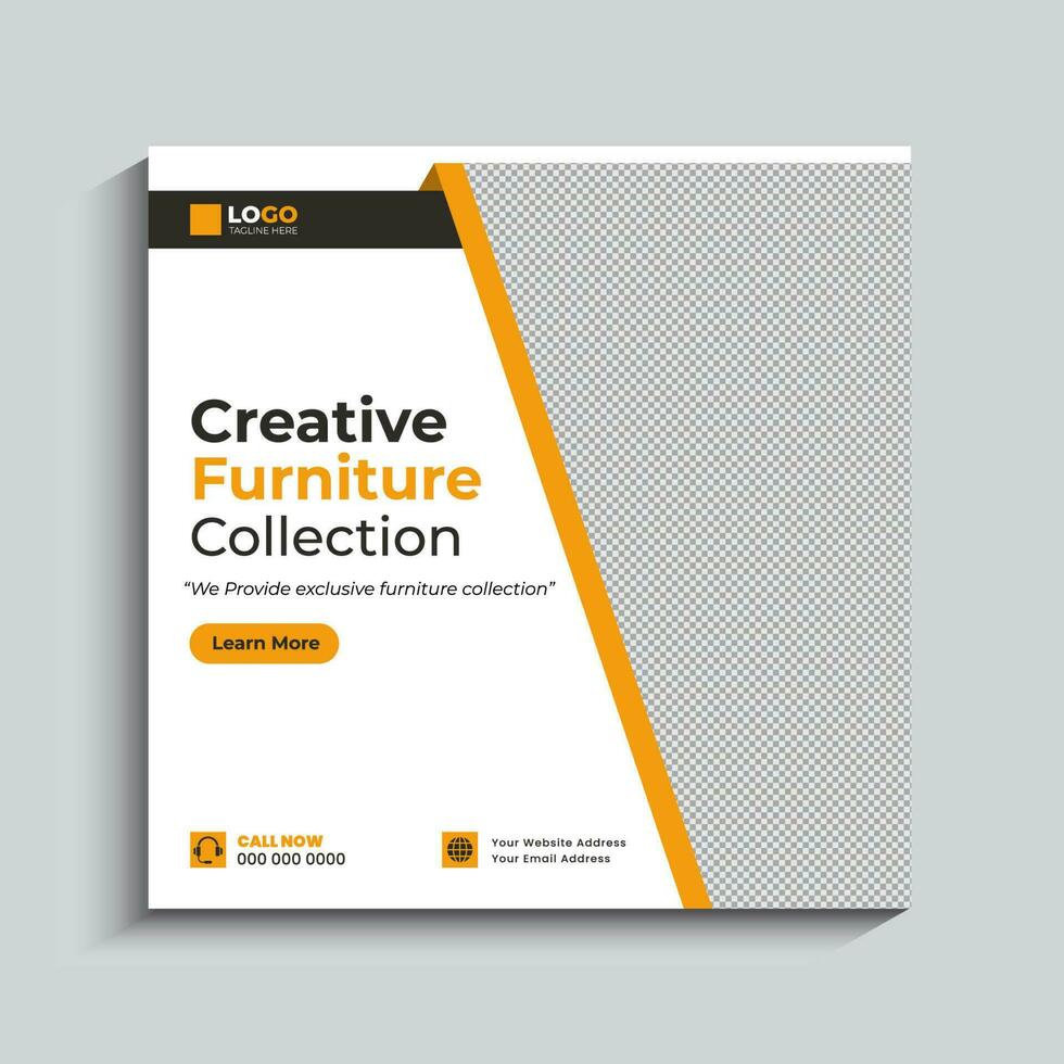 Creative Modern Furniture sale Social Media post and web banner template vector