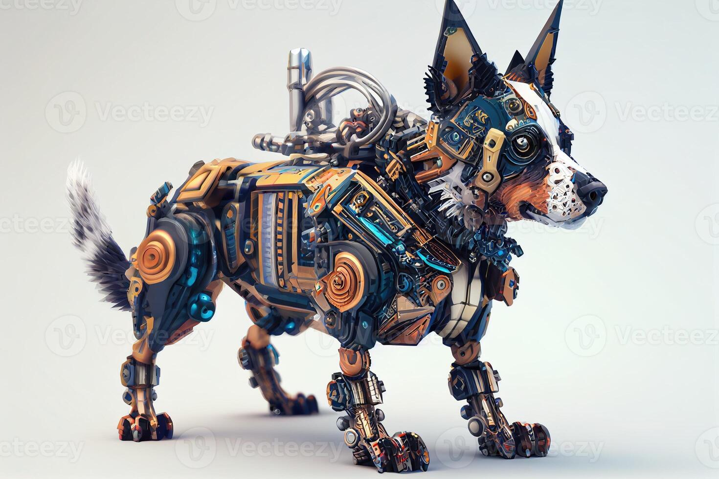 Futuristic Robot Dog. science fiction, Artificial Intelligence, 3d rendering. . Digital Art Illustration photo