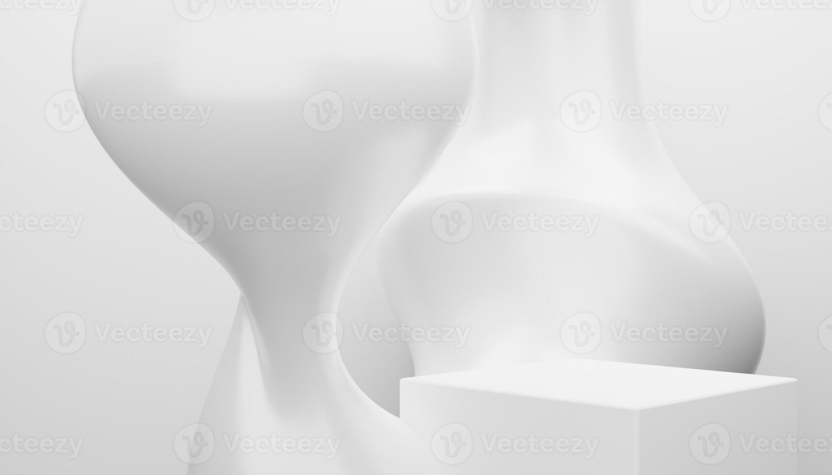 3d rendering of white abstract geometric minimal bright background. Scene for advertising, cosmetic, food, technology, mock up, show, banner, business, sport, metaverse. Illustration. Product display photo