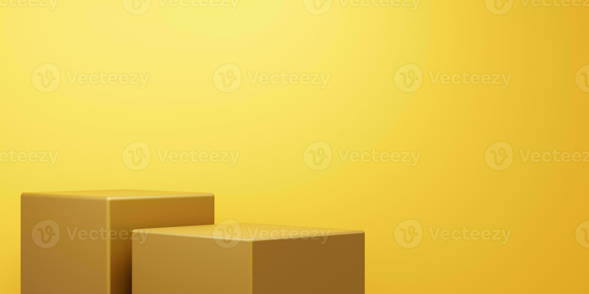 3d rendering of brown abstract geometric yellow background for advertising, technology, showcase, food, snack, banner, game, sport, cosmetic, business, metaverse. Summer illustration. Product display photo