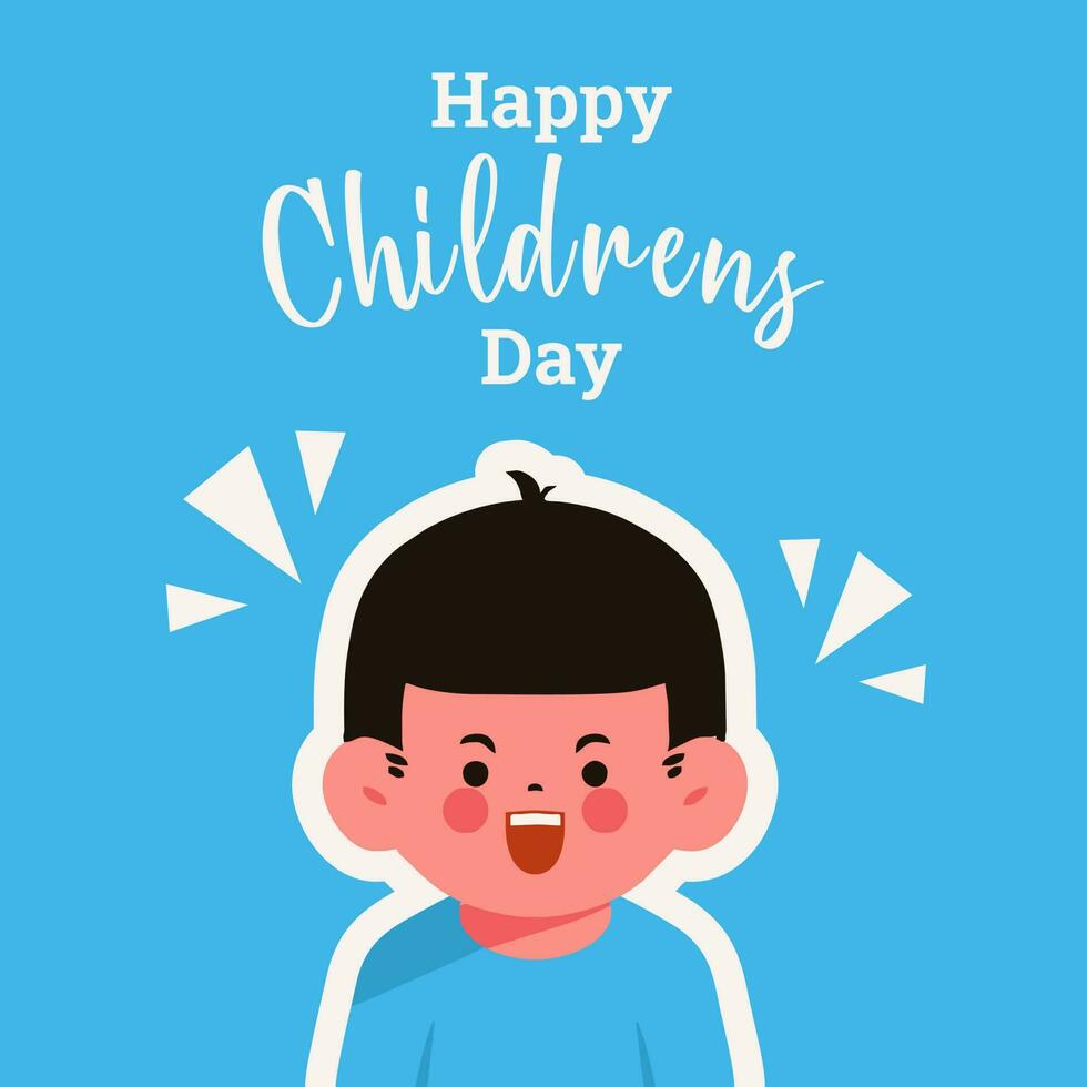 vector illustration of a cartoon child on a blue background for international children's day