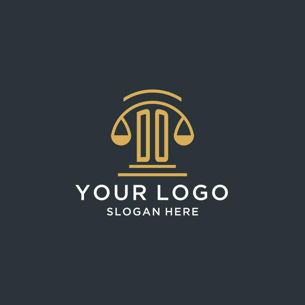 DO initial with scale of justice logo design template, luxury law and attorney logo design ideas vector
