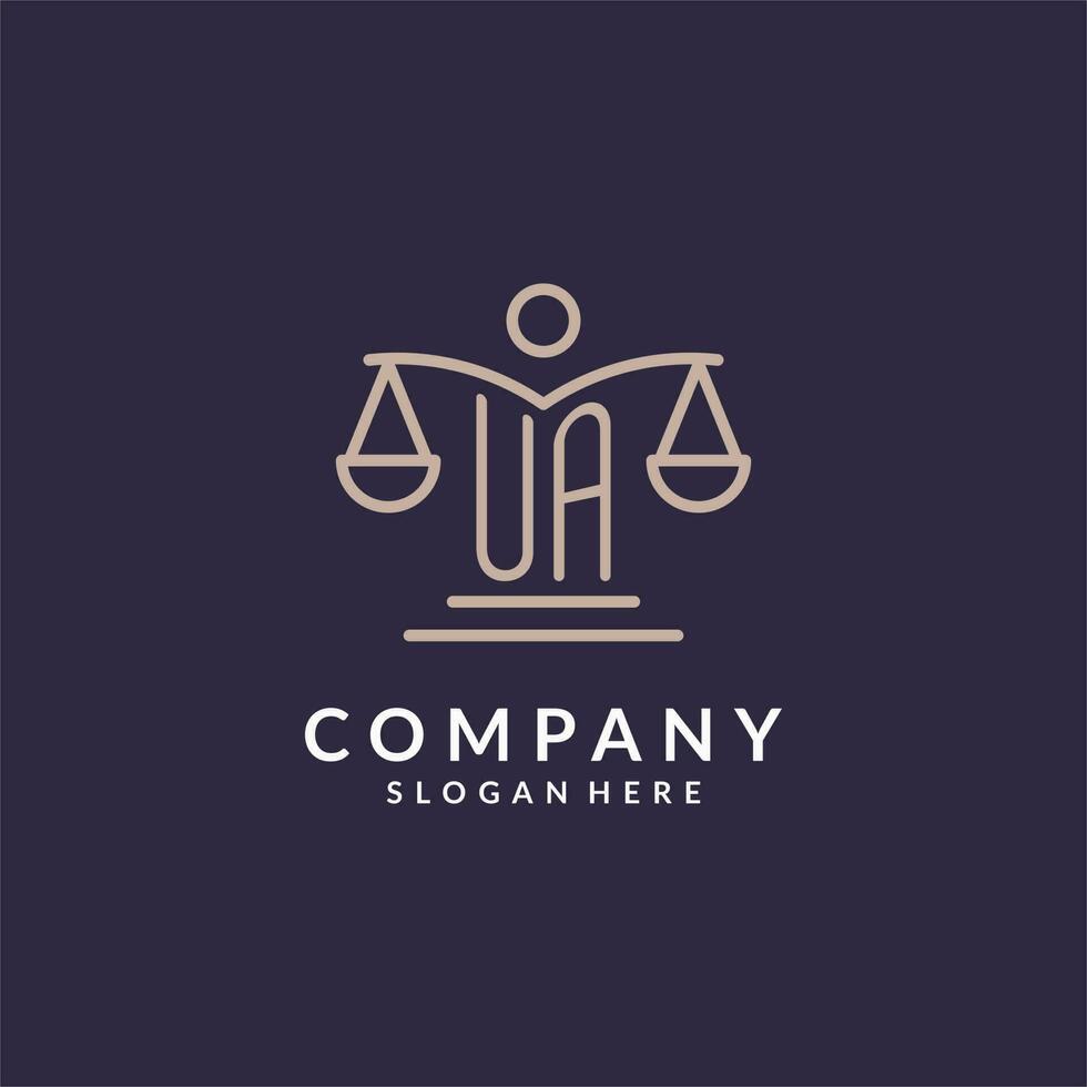 UA initials combined with the scales of justice icon, design inspiration for law firms in a modern and luxurious style vector