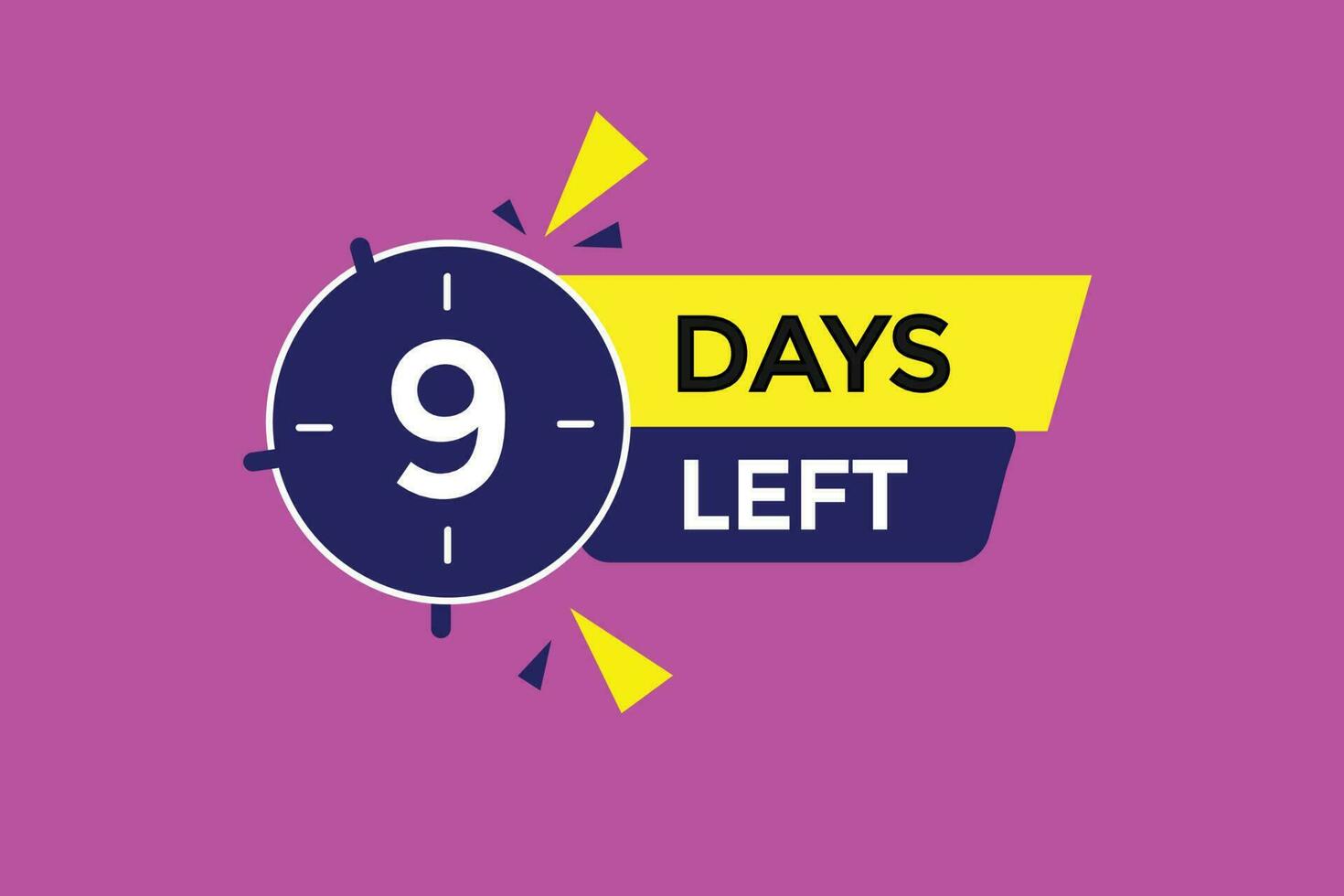 9 days left countdown template, 9 day countdown left banner label button eps 9 vector