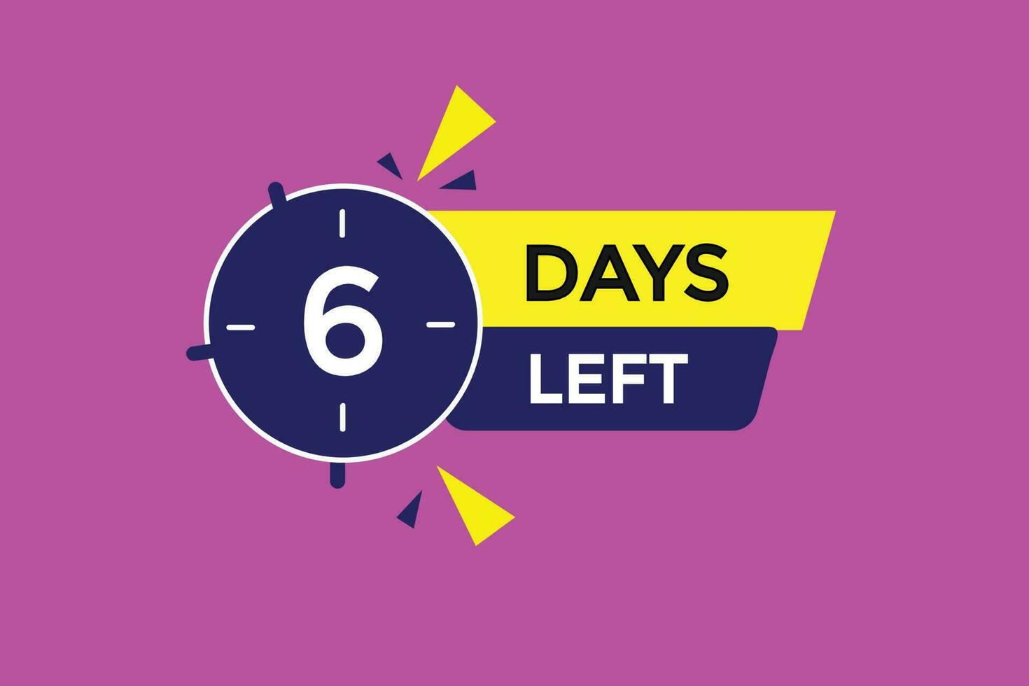 6 days left countdown template, 6 day countdown left banner label button eps 6 vector