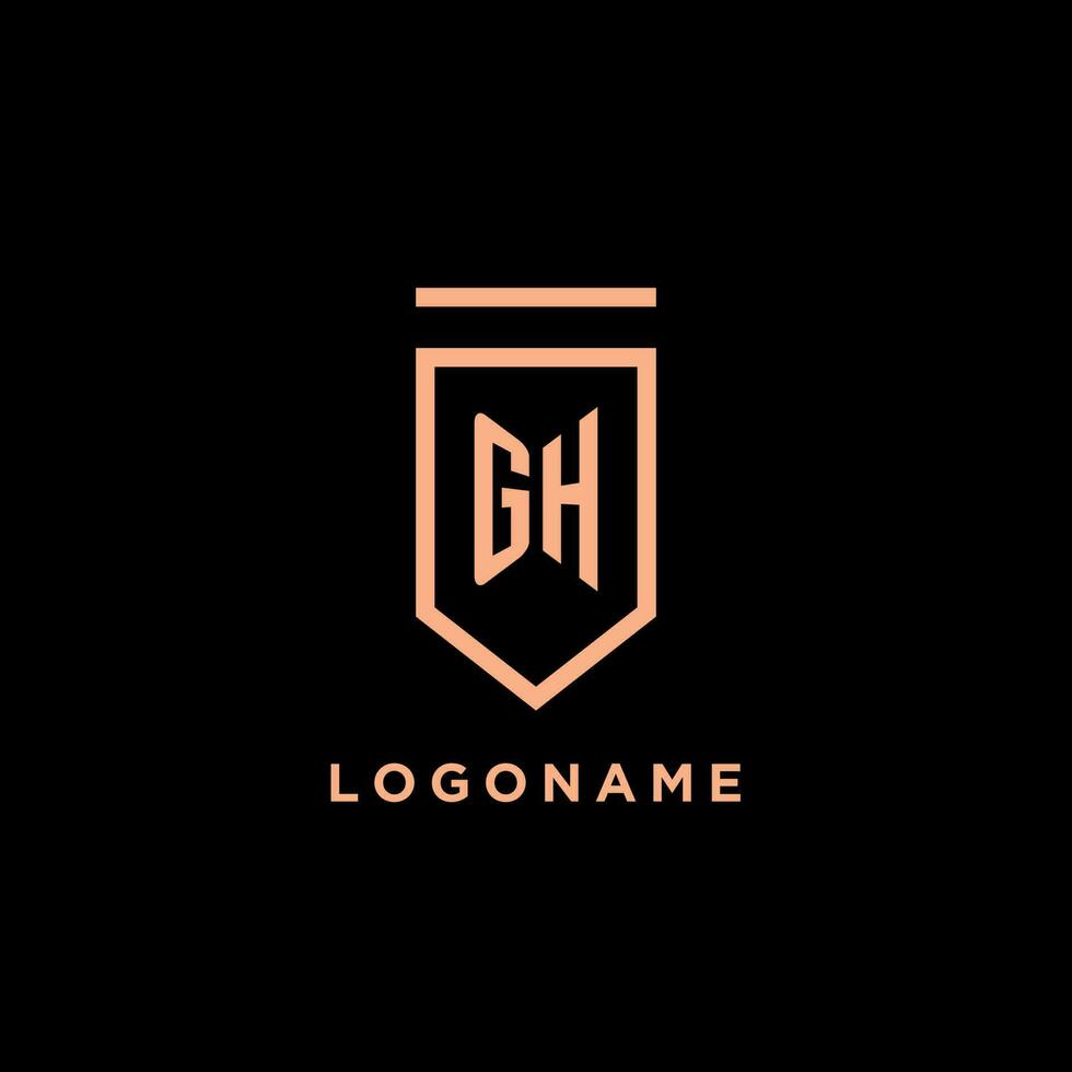 GH monogram initial with shield logo design icon vector
