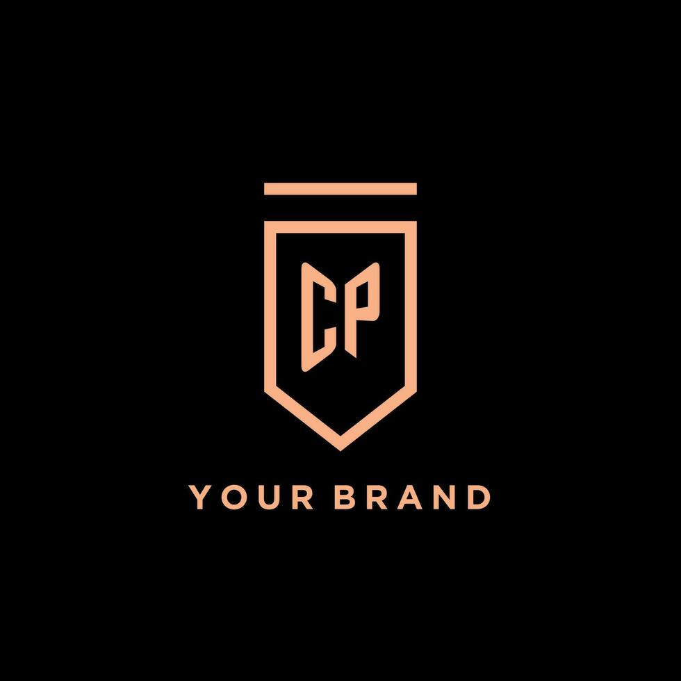 CP monogram initial with shield logo design icon vector