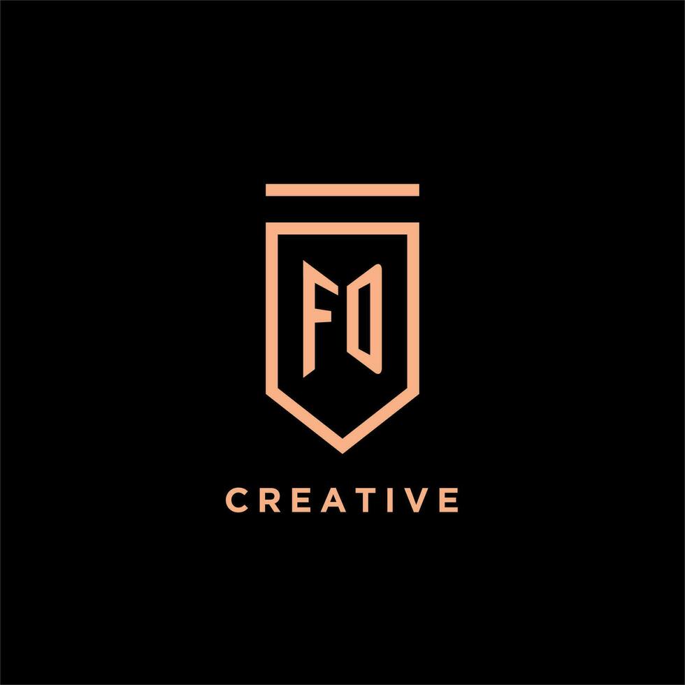 FD monogram initial with shield logo design icon vector