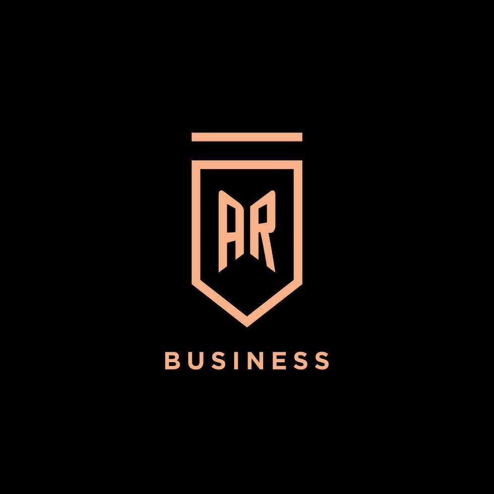 AR monogram initial with shield logo design icon vector