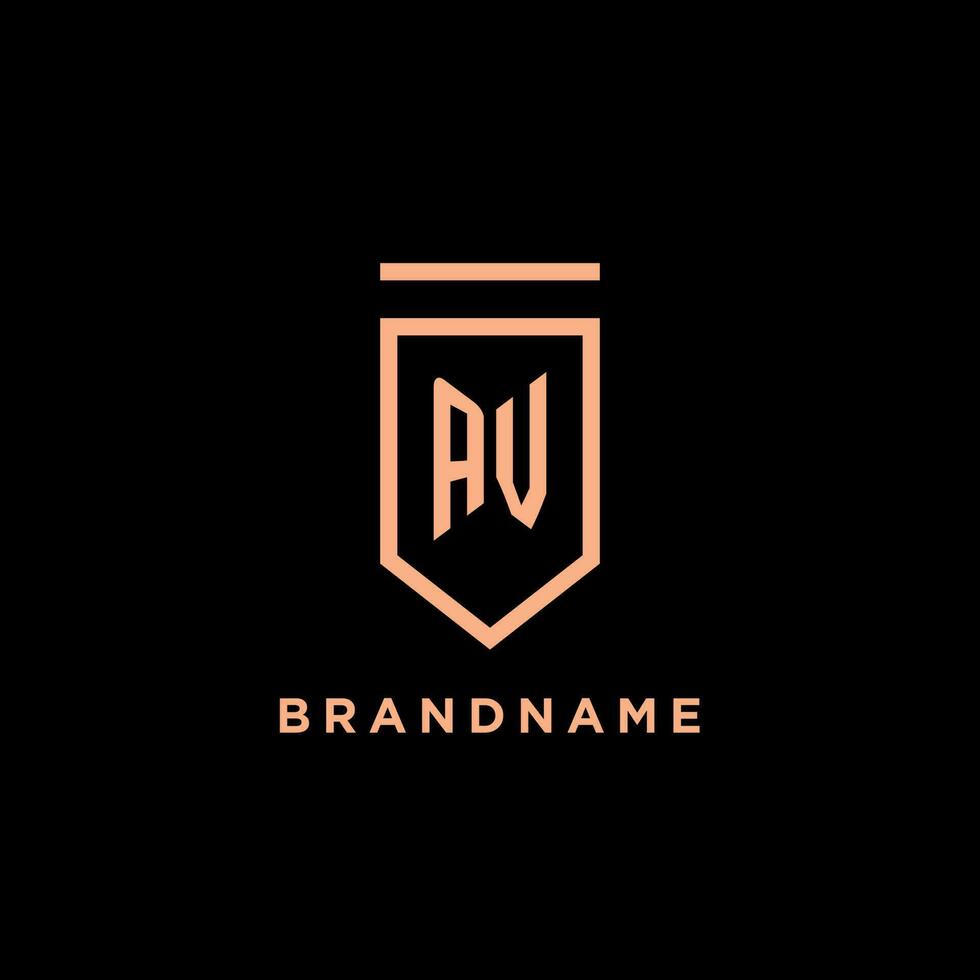 AV monogram initial with shield logo design icon vector