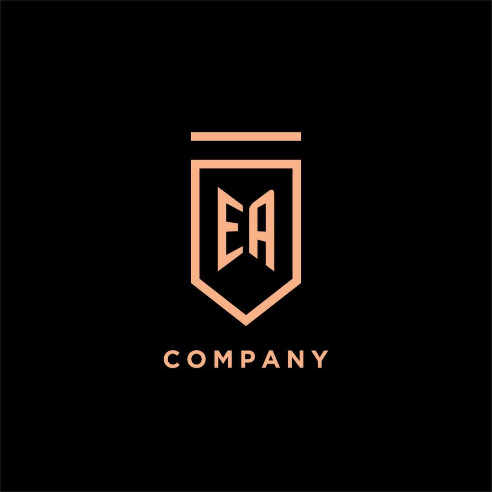 EA monogram initial with shield logo design icon vector