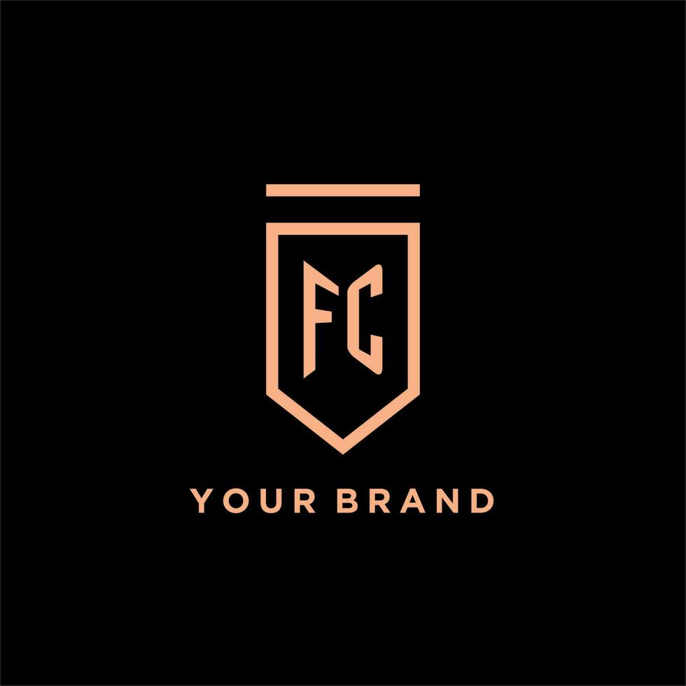 FC monogram initial with shield logo design icon vector