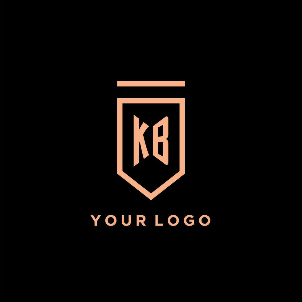 KB monogram initial with shield logo design icon vector