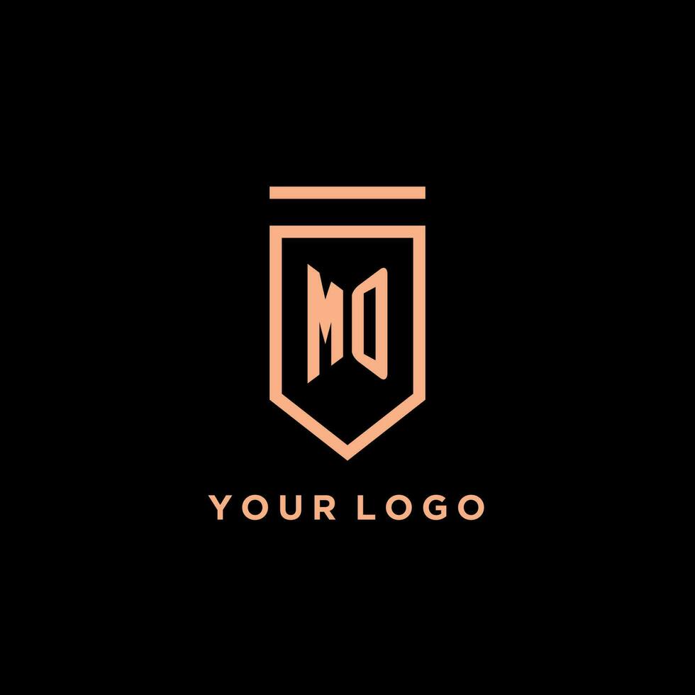 MO monogram initial with shield logo design icon vector