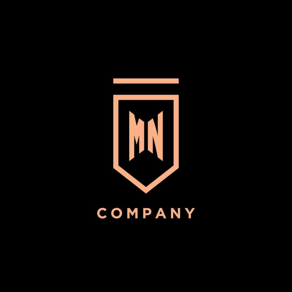 MN monogram initial with shield logo design icon vector