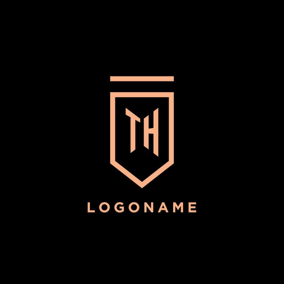 TH monogram initial with shield logo design icon vector