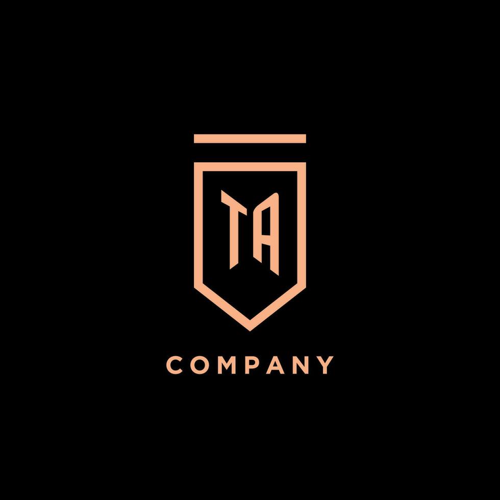TA monogram initial with shield logo design icon vector