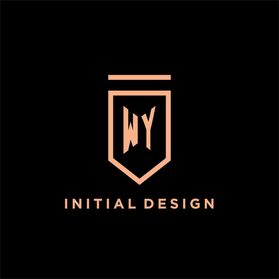 WY monogram initial with shield logo design icon vector