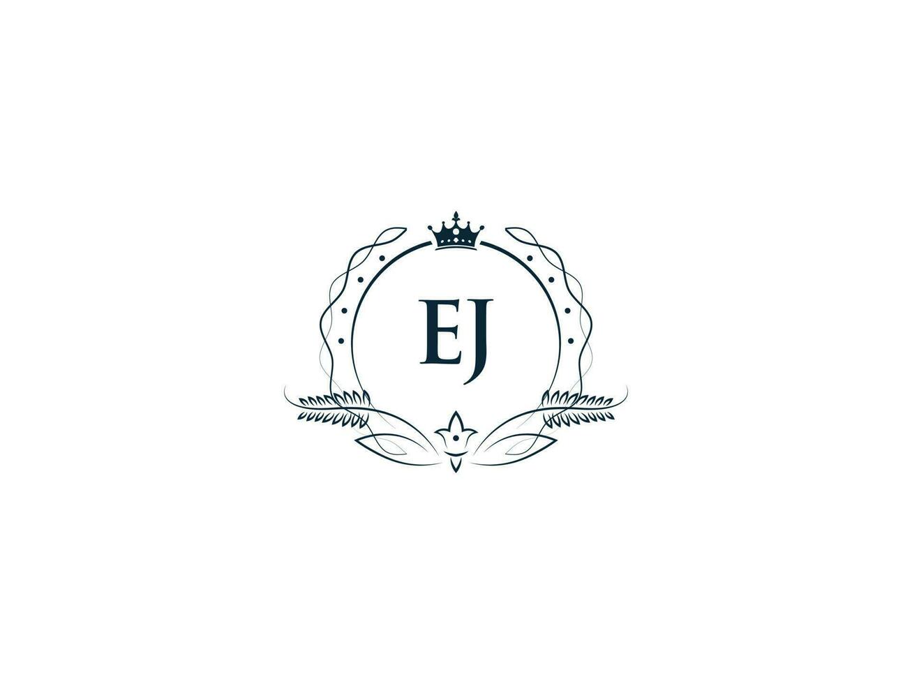 Minimal Ej Logo Icon, Luxury Crown Ej je Feminine Letter Logo icon vector