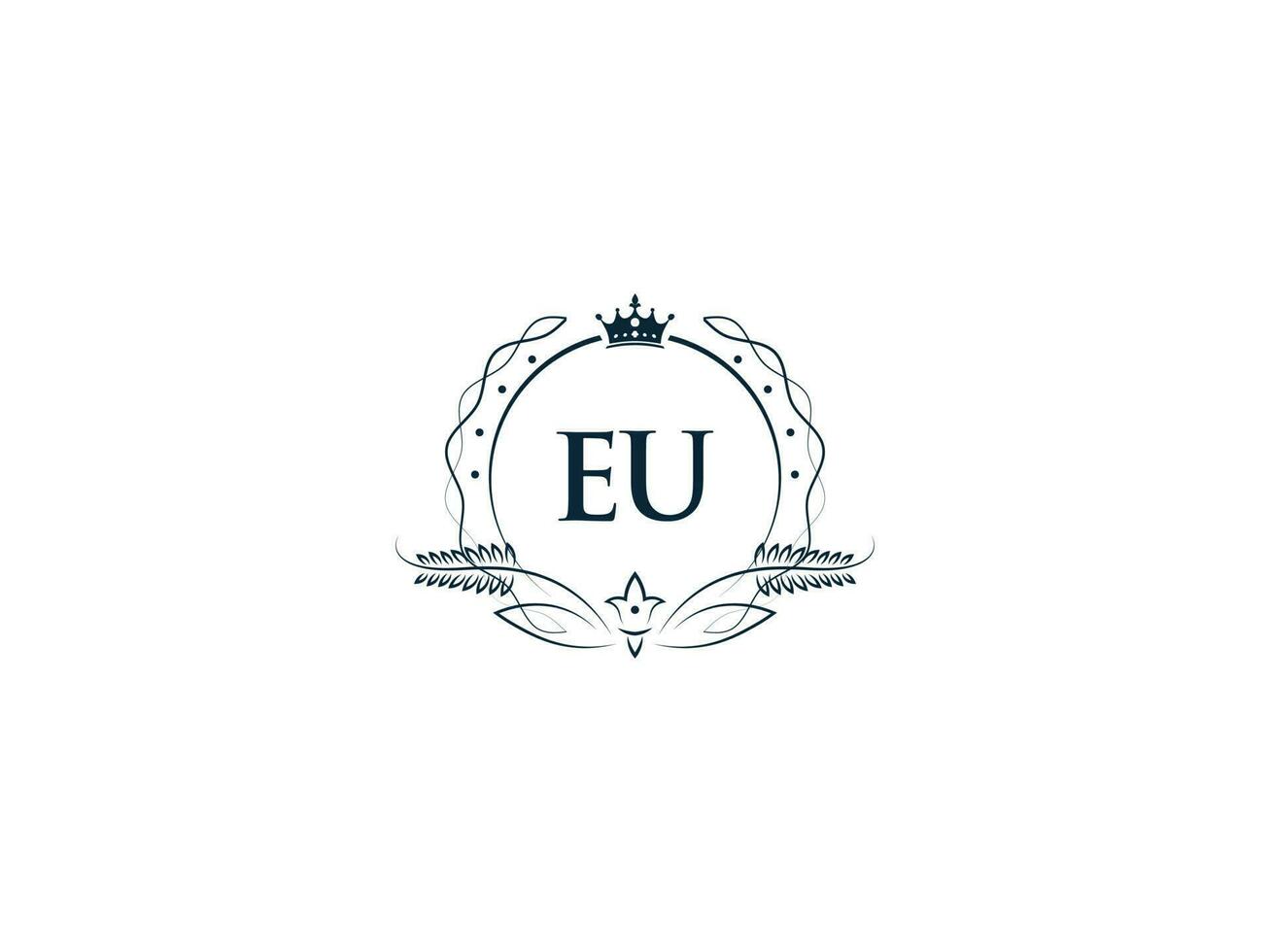 Minimal Eu Logo Icon, Luxury Crown Eu ue Feminine Letter Logo icon vector