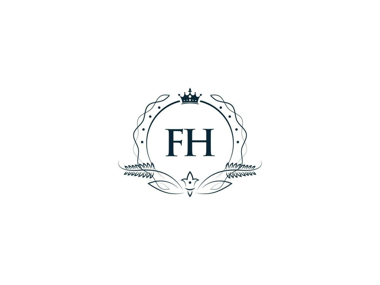 Monogram Luxury Fh Logo Letter, Minimal Feminine Fh hf Logo Icon Vector Stock