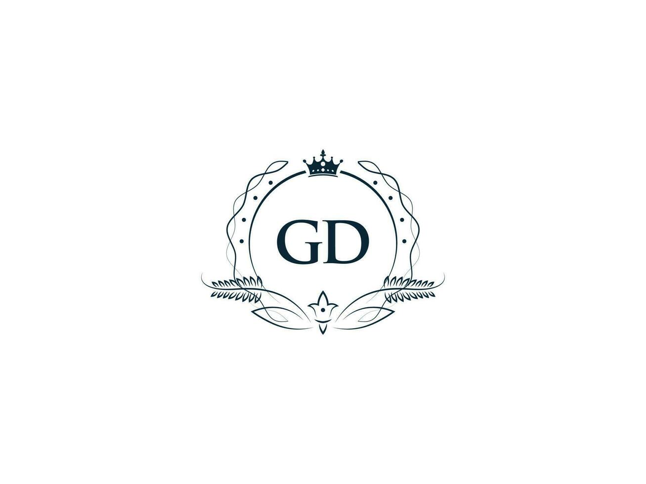 mínimo letra gd logo corona icono, prima lujo gd dg femenino letra logo icono vector