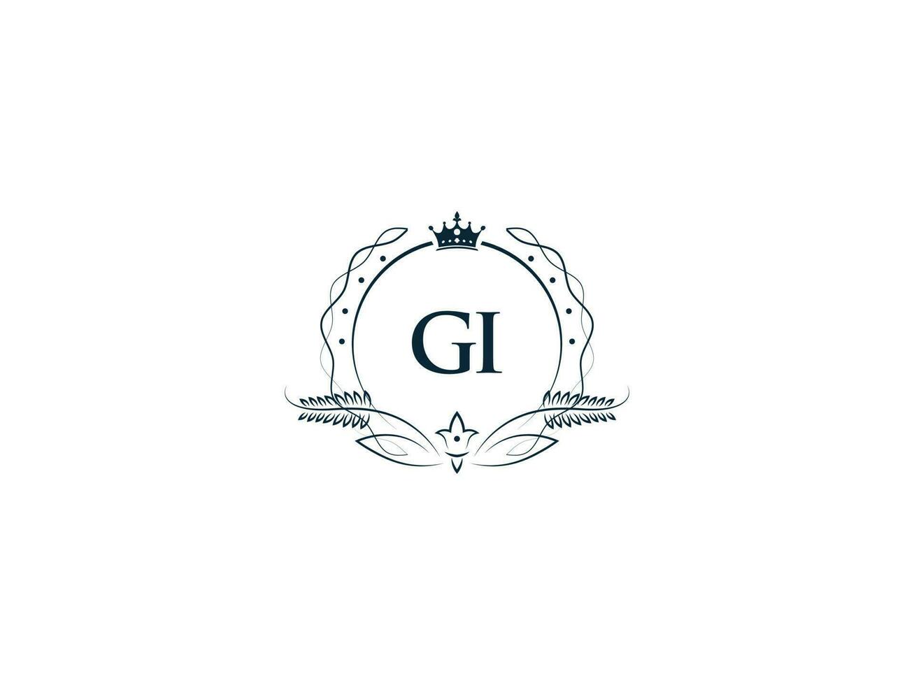 Minimal Letter Gi Logo Crown Icon, Premium Luxury Gi ig Feminine Letter Logo Icon vector