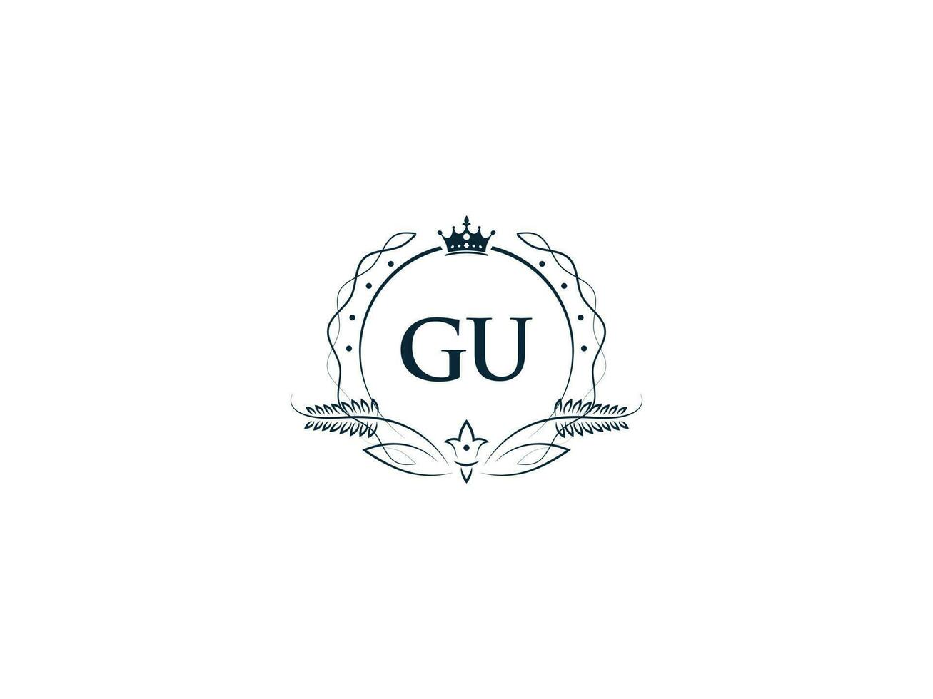 mínimo letra Gu logo corona icono, prima lujo Gu ug femenino letra logo icono vector