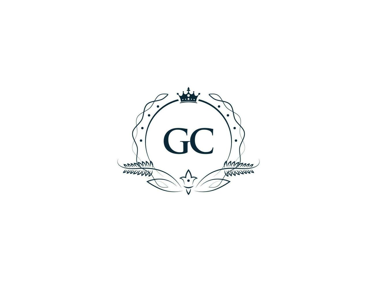 Minimal Letter Gc Logo Crown Icon, Premium Luxury Gc cg Feminine Letter Logo Icon vector